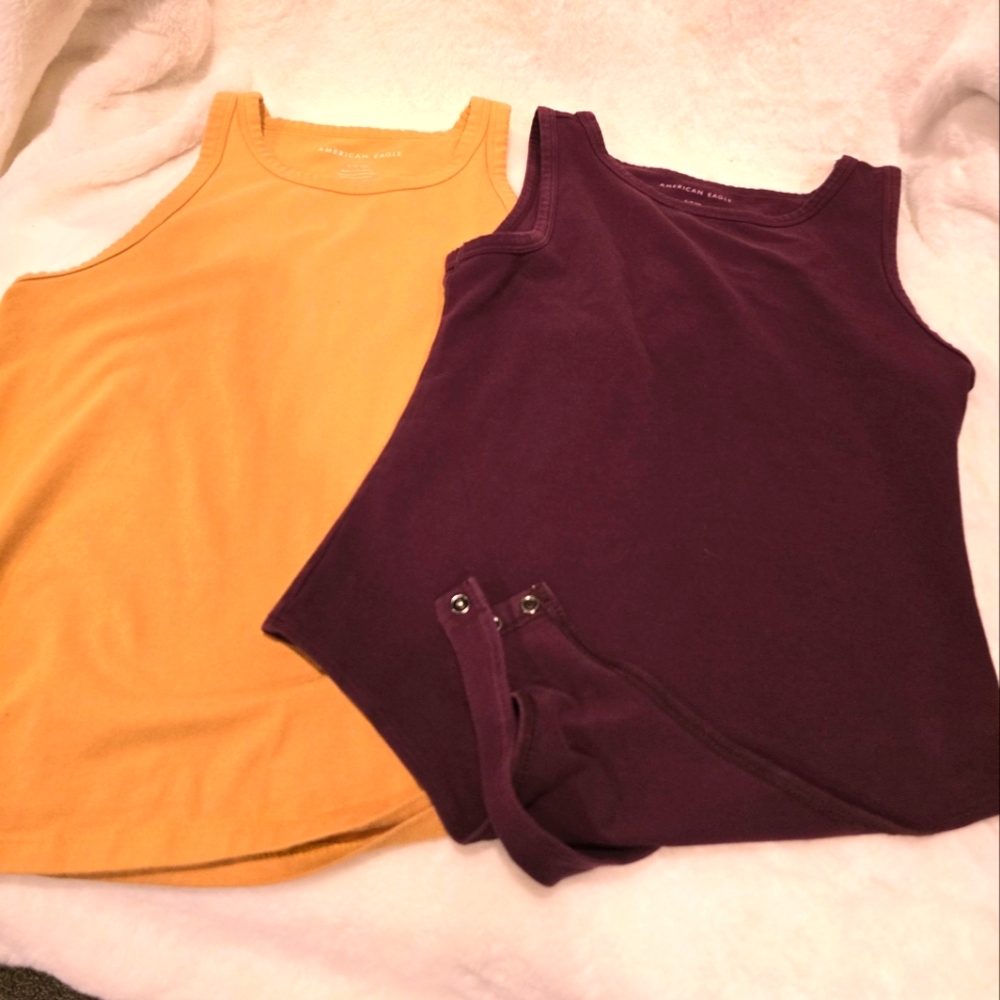 American Eagle womens tank top and bodysuit, size small, yellow and red